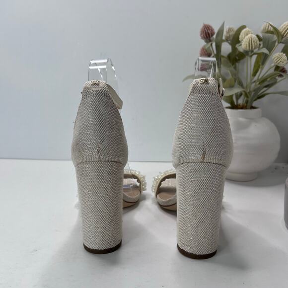 Sam Edelman Yaro Perla Block Heal Sandal Modern Ivory Women's 8 Bridal Wedding - Picture 4 of 10